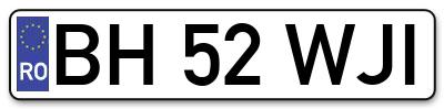 Placuta inmatriculare numar auto  BH-52-WJI, BH 52 WJI, BH52WJI