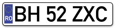 Placuta inmatriculare numar auto  BH-52-ZXC, BH 52 ZXC, BH52ZXC