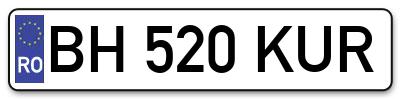 Placuta inmatriculare numar auto  BH-520-KUR, BH 520 KUR, BH520KUR