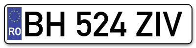 Placuta inmatriculare numar auto  BH-524-ZIV, BH 524 ZIV, BH524ZIV