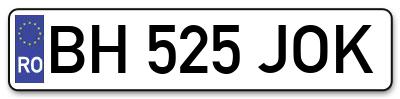 Placuta inmatriculare numar auto  BH-525-JOK, BH 525 JOK, BH525JOK