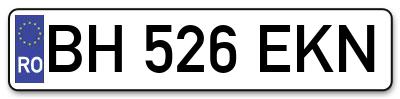 Placuta inmatriculare numar auto  BH-526-EKN, BH 526 EKN, BH526EKN