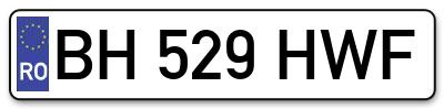 Placuta inmatriculare numar auto  BH-529-HWF, BH 529 HWF, BH529HWF