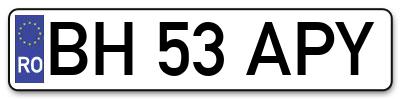 Placuta inmatriculare numar auto  BH-53-APY, BH 53 APY, BH53APY