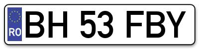 Placuta inmatriculare numar auto  BH-53-FBY, BH 53 FBY, BH53FBY