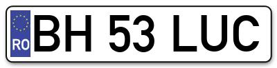 Placuta inmatriculare numar auto  BH-53-LUC, BH 53 LUC, BH53LUC
