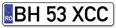 Placuta inmatriculare numar auto  BH-53-XCC, BH 53 XCC, BH53XCC