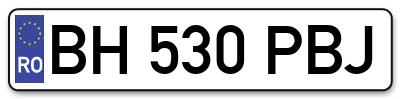 Placuta inmatriculare numar auto  BH-530-PBJ, BH 530 PBJ, BH530PBJ