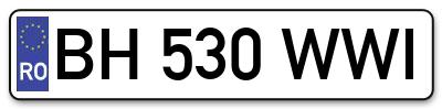Placuta inmatriculare numar auto  BH-530-WWI, BH 530 WWI, BH530WWI