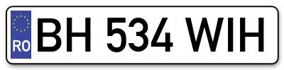 Placuta inmatriculare numar auto  BH-534-WIH, BH 534 WIH, BH534WIH
