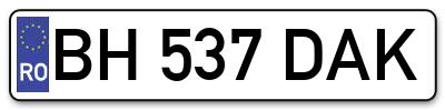 Placuta inmatriculare numar auto  BH-537-DAK, BH 537 DAK, BH537DAK