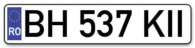 Placuta inmatriculare numar auto  BH-537-KII, BH 537 KII, BH537KII
