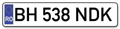 Placuta inmatriculare numar auto  BH-538-NDK, BH 538 NDK, BH538NDK