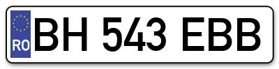 Placuta inmatriculare numar auto  BH-543-EBB, BH 543 EBB, BH543EBB