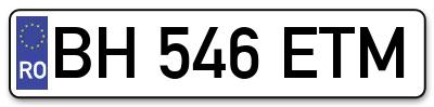Placuta inmatriculare numar auto  BH-546-ETM, BH 546 ETM, BH546ETM