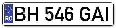 Placuta inmatriculare numar auto  BH-546-GAI, BH 546 GAI, BH546GAI