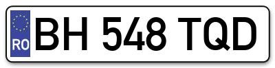 Placuta inmatriculare numar auto  BH-548-TQD, BH 548 TQD, BH548TQD