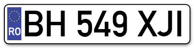 Placuta inmatriculare numar auto  BH-549-XJI, BH 549 XJI, BH549XJI