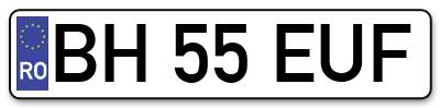 Placuta inmatriculare numar auto  BH-55-EUF, BH 55 EUF, BH55EUF