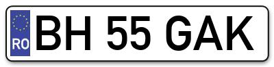 Placuta inmatriculare numar auto  BH-55-GAK, BH 55 GAK, BH55GAK