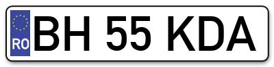 Placuta inmatriculare numar auto  BH-55-KDA, BH 55 KDA, BH55KDA
