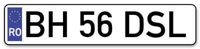 Placuta inmatriculare numar auto  BH-56-DSL, BH 56 DSL, BH56DSL