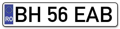 Placuta inmatriculare numar auto  BH-56-EAB, BH 56 EAB, BH56EAB