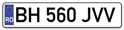 Placuta inmatriculare numar auto  BH-560-JVV, BH 560 JVV, BH560JVV