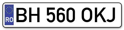 Placuta inmatriculare numar auto  BH-560-OKJ, BH 560 OKJ, BH560OKJ