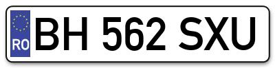 Placuta inmatriculare numar auto  BH-562-SXU, BH 562 SXU, BH562SXU