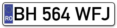 Placuta inmatriculare numar auto  BH-564-WFJ, BH 564 WFJ, BH564WFJ
