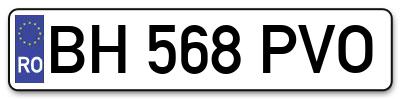 Placuta inmatriculare numar auto  BH-568-PVO, BH 568 PVO, BH568PVO