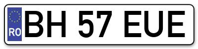 Placuta inmatriculare numar auto  BH-57-EUE, BH 57 EUE, BH57EUE