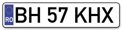 Placuta inmatriculare numar auto  BH-57-KHX, BH 57 KHX, BH57KHX