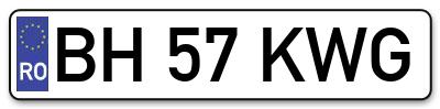 Placuta inmatriculare numar auto  BH-57-KWG, BH 57 KWG, BH57KWG
