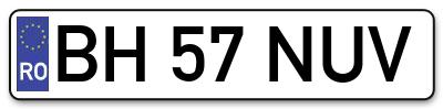 Placuta inmatriculare numar auto  BH-57-NUV, BH 57 NUV, BH57NUV