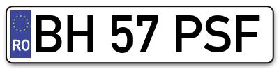 Placuta inmatriculare numar auto  BH-57-PSF, BH 57 PSF, BH57PSF