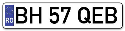 Placuta inmatriculare numar auto  BH-57-QEB, BH 57 QEB, BH57QEB