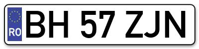 Placuta inmatriculare numar auto  BH-57-ZJN, BH 57 ZJN, BH57ZJN