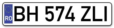 Placuta inmatriculare numar auto  BH-574-ZLI, BH 574 ZLI, BH574ZLI
