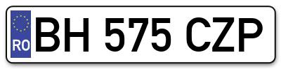 Placuta inmatriculare numar auto  BH-575-CZP, BH 575 CZP, BH575CZP