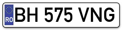 Placuta inmatriculare numar auto  BH-575-VNG, BH 575 VNG, BH575VNG