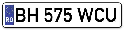 Placuta inmatriculare numar auto  BH-575-WCU, BH 575 WCU, BH575WCU