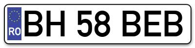 Placuta inmatriculare numar auto  BH-58-BEB, BH 58 BEB, BH58BEB