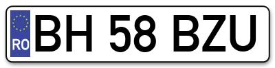 Placuta inmatriculare numar auto  BH-58-BZU, BH 58 BZU, BH58BZU