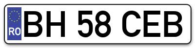 Placuta inmatriculare numar auto  BH-58-CEB, BH 58 CEB, BH58CEB