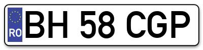 Placuta inmatriculare numar auto  BH-58-CGP, BH 58 CGP, BH58CGP