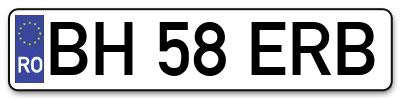 Placuta inmatriculare numar auto  BH-58-ERB, BH 58 ERB, BH58ERB