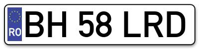 Placuta inmatriculare numar auto  BH-58-LRD, BH 58 LRD, BH58LRD