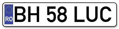 Placuta inmatriculare numar auto  BH-58-LUC, BH 58 LUC, BH58LUC